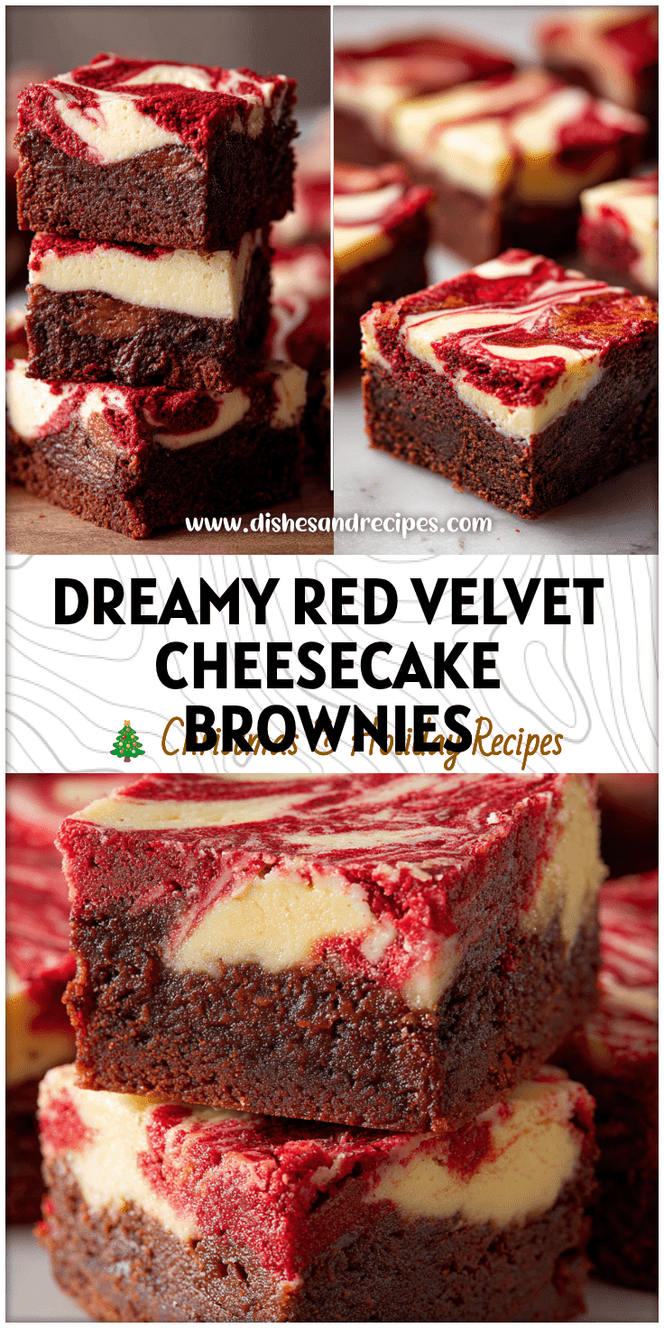 Slice of Red Velvet Cheesecake Brownies showing creamy cheesecake swirl on rich red brownie base.